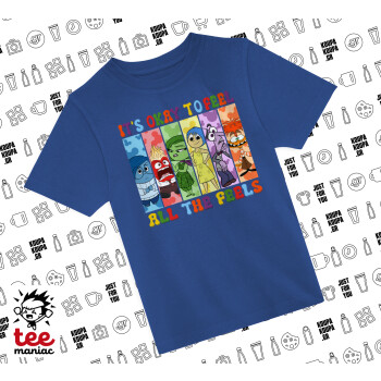 Inside Out It's Okay To Feel All The Feels , Παιδικό T-Shirt ΜΠΛΕ από 100% βαμβάκι, για κάθε μέρα. Vegan & OEKO-TEX πιστοποιημένο.