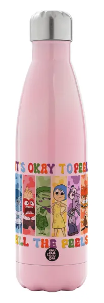 Inside Out It's Okay To Feel All The Feels — Metal mug thermos Pink Iridiscent (Stainless steel), double wall, 500ml
