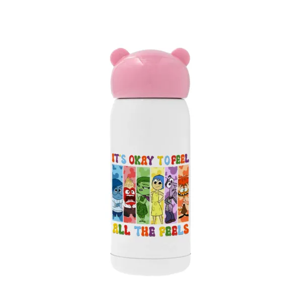Inside Out It's Okay To Feel All The Feels — Pink stainless steel thermal flask, 320ml