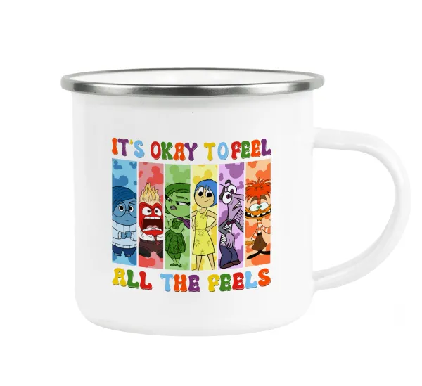 Inside Out It's Okay To Feel All The Feels — Κούπα Μεταλλική εμαγιέ λευκη 360ml