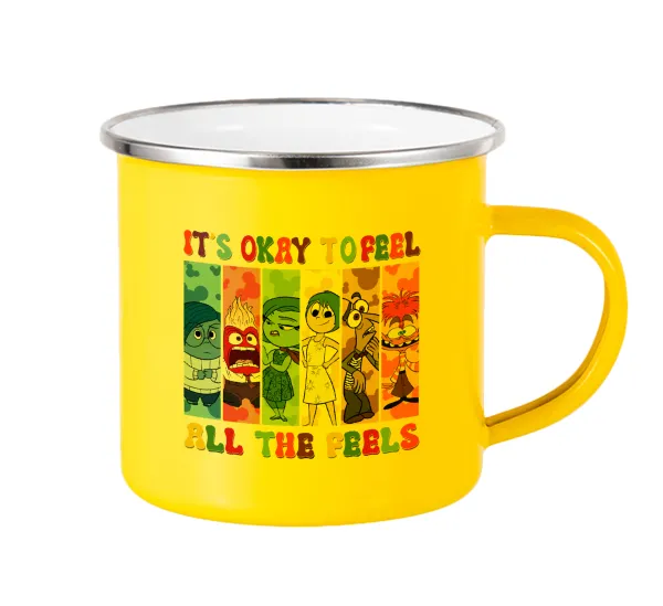Inside Out It's Okay To Feel All The Feels — Κούπα Μεταλλική εμαγιέ Κίτρινη 360ml