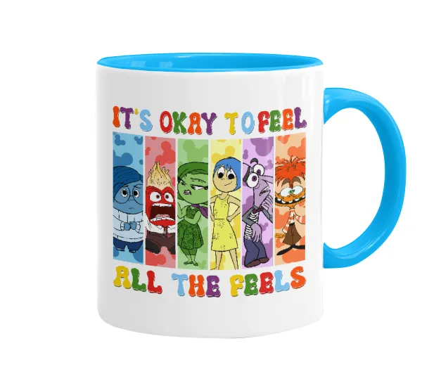 Inside Out It's Okay To Feel All The Feels — Mug colored light blue, ceramic, 330ml
