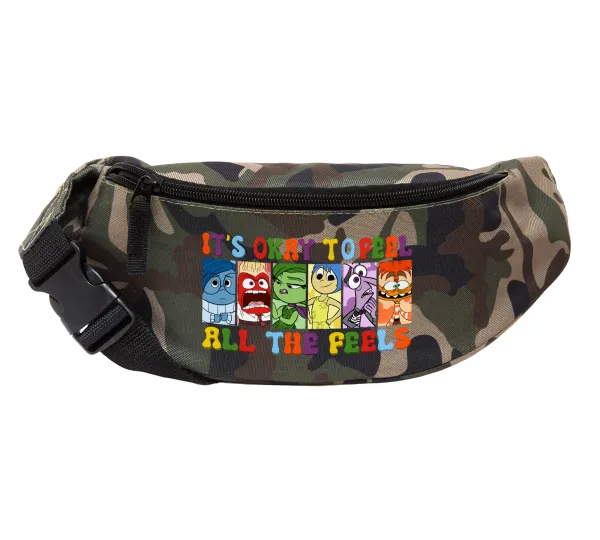 Inside Out It's Okay To Feel All The Feels — Unisex waist bag (banana) in Jungle camouflage color with 2 pockets