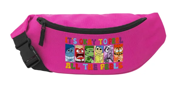 Inside Out It's Okay To Feel All The Feels — Unisex waist bag (banana) in PINK color with 2 pockets