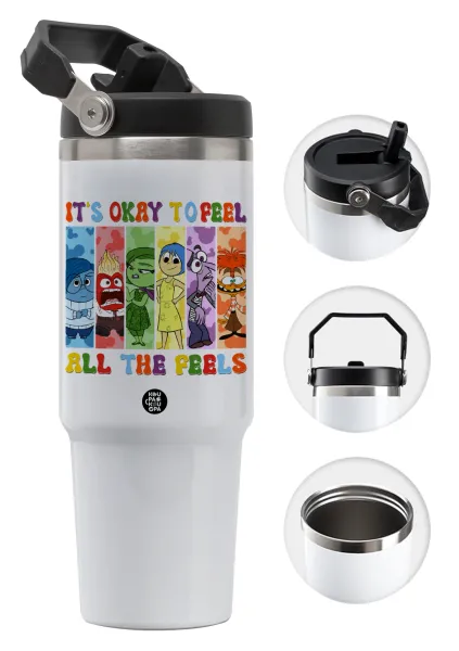 Inside Out It's Okay To Feel All The Feels — Θερμός Ανοξείδωτο 30oz με χερούλι