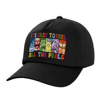 Inside Out It's Okay To Feel All The Feels , Child's Baseball Cap, 100% Cotton, Black
