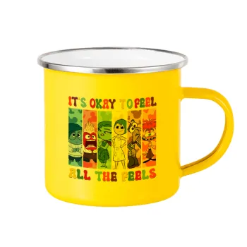 Inside Out It's Okay To Feel All The Feels , Yellow Enamel Metallic Cup 360ml