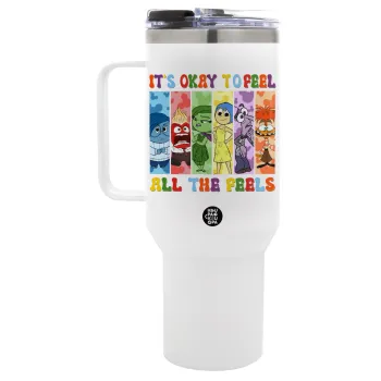 Inside Out It's Okay To Feel All The Feels , Mega Stainless steel Tumbler with lid, double wall 1,2L
