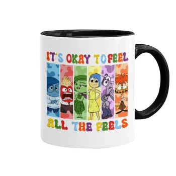 Inside Out It's Okay To Feel All The Feels , Mug colored black, ceramic, 330ml