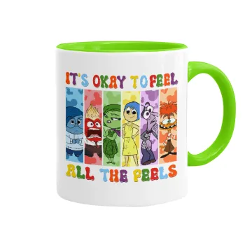 Inside Out It's Okay To Feel All The Feels , Mug colored light green, ceramic, 330ml
