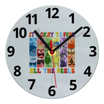 Inside Out It's Okay To Feel All The Feels , Ρολόι τοίχου γυάλινο (20cm)