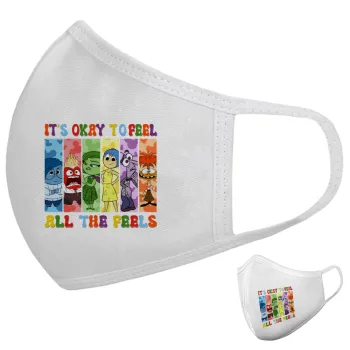 Inside Out It's Okay To Feel All The Feels , Μάσκα υφασμάτινη υψηλής άνεσης παιδική (Δώρο πλαστική θήκη)