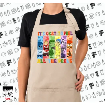 Inside Out It's Okay To Feel All The Feels , Ποδιά μακριά Σεφ ολόσωμη με τσέπες SAND (ΕΝΗΛΙΚΩΝ)