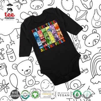 Inside Out It's Okay To Feel All The Feels , Μακρυμάνικο βρεφικό φορμάκι, 0-18 μηνών, ΜΑΥΡΟ, 100% Organic Cotton