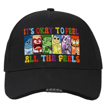 Inside Out It's Okay To Feel All The Feels , Καπέλο Εργασίας & Δραστηριοτήτων με LED Φως - Ιδανικό για Νύχτα & Χαμηλό Φωτισμό (100% ΒΑΜΒΑΚΕΡΟ, ΕΝΗΛΙΚΩΝ, UNISEX)