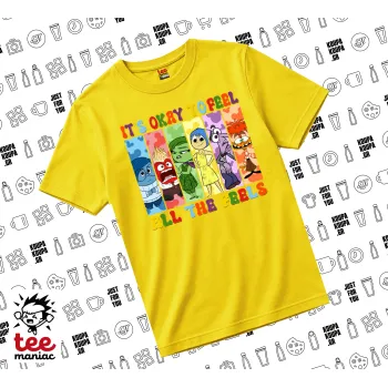 Inside Out It's Okay To Feel All The Feels , yellow childrens T-Shirt made of 100% cotton, for every day. Vegan & OEKO-TEX certified.