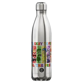 Inside Out It's Okay To Feel All The Feels , Μεταλλικό παγούρι θερμός Inox (Stainless steel), διπλού τοιχώματος, 750ml