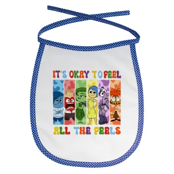 Inside Out It's Okay To Feel All The Feels , Σαλιάρα μωρού αλέκιαστη με κορδόνι Μπλε