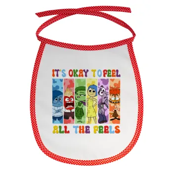 Inside Out It's Okay To Feel All The Feels , Σαλιάρα μωρού αλέκιαστη με κορδόνι Κόκκινη