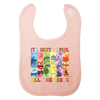 Inside Out It's Okay To Feel All The Feels , Σαλιάρα με Σκρατς ΡΟΖ 100% Organic Cotton (0-18 months)