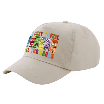 Inside Out It's Okay To Feel All The Feels , Μπεζ (SAND) Πεντάφυλλο Καπέλο Ενηλίκων Βαμβακερό (UNISEX, ONE SIZE)