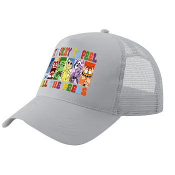 Inside Out It's Okay To Feel All The Feels , Trucker Hat with Mesh, GREY, (COTTON, KIDS, UNISEX, ONE SIZE)