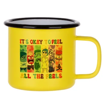 Inside Out It's Okay To Feel All The Feels , Metallic enamel MATT Yellow cup 360ml