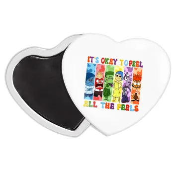 Inside Out It's Okay To Feel All The Feels , Μαγνητάκι καρδιά (57x52mm)