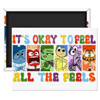 Inside Out It's Okay To Feel All The Feels , Ορθογώνιο μαγνητάκι ψυγείου διάστασης 9x6cm