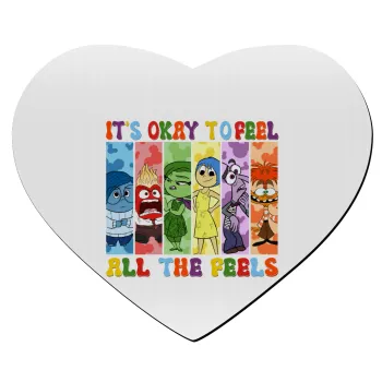 Inside Out It's Okay To Feel All The Feels , Mousepad καρδιά 23x20cm