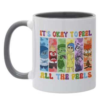 Inside Out It's Okay To Feel All The Feels , Κούπα χρωματιστή γκρι, κεραμική, 330ml