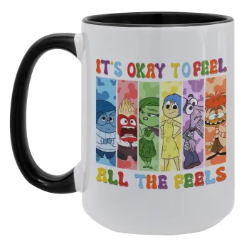 Inside Out It's Okay To Feel All The Feels , Κούπα Mega 15oz, κεραμική Μαύρη, 450ml