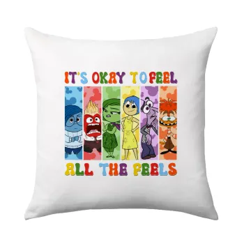 Inside Out It's Okay To Feel All The Feels , Sofa cushion 40x40cm includes filling