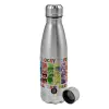 Metallic water bottle, stainless steel, 750ml