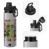 Metallic water bottle with safety cap, 850ml aluminum