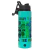 Metallic water bottle with safety lid, 850ml aluminum