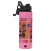 Metallic water bottle with safety lid, 850ml aluminum