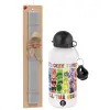 Easter Set, metallic aluminum water bottle (500ml) & aromatic flat Easter candle (30cm) (GRAY)