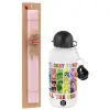 Easter Set, metallic aluminum bottle (500ml) & aromatic flat Easter candle (30cm) (PINK)