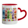 Mug heart red handle, ceramic, 330ml