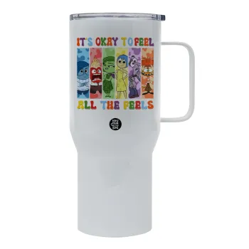 Inside Out It's Okay To Feel All The Feels , Mega Stainless steel Tumbler with lid, double wall 750L