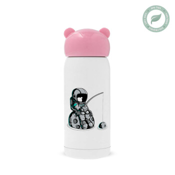 Little astronaut fishing, Pink stainless steel thermal flask, 320ml