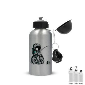 Little astronaut fishing, Metallic water jug, Silver, aluminum 500ml
