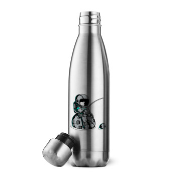 Little astronaut fishing, Inox (Stainless steel) double-walled metal mug, 500ml