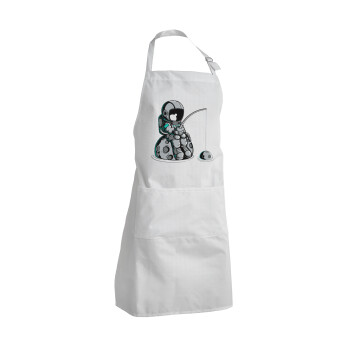 Little astronaut fishing, Adult Chef Apron (with sliders and 2 pockets)