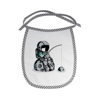 Little astronaut fishing, Σαλιάρα μωρού αλέκιαστη με κορδόνι Μαύρη