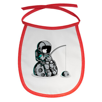Little astronaut fishing, Σαλιάρα μωρού αλέκιαστη με κορδόνι Κόκκινη