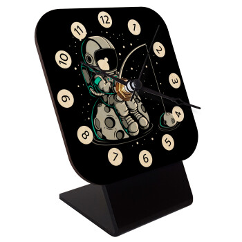 Αστροναύτης ψαρεύει στο διάστημα, Επιτραπέζιο ρολόι σε φυσικό ξύλο (10cm)
