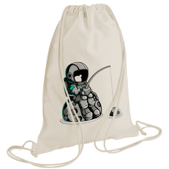 Αστροναύτης ψαρεύει στο διάστημα, Τσάντα πλάτης πουγκί GYMBAG natural (28x40cm)