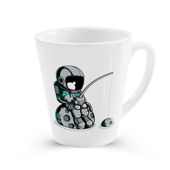 Little astronaut fishing, Κούπα κωνική Latte Λευκή, κεραμική, 300ml